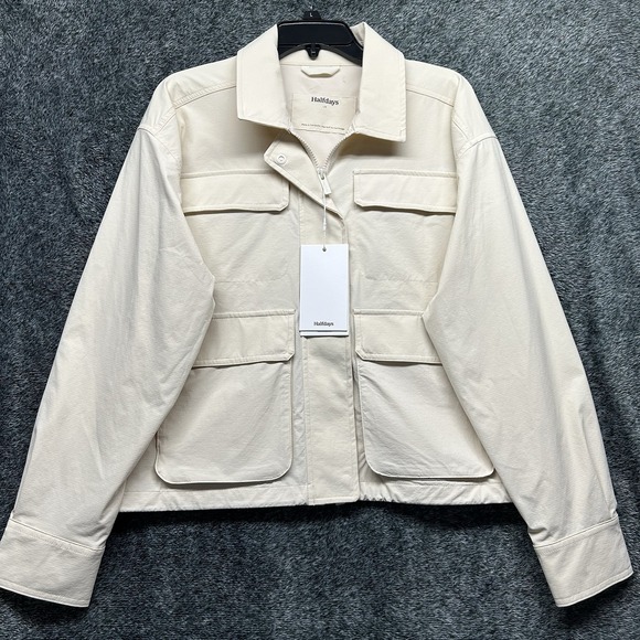 Halfdays Jackets & Blazers - Halfdays Womens Size L Beige Nan Field Full Zip Long Sleeve Jacket